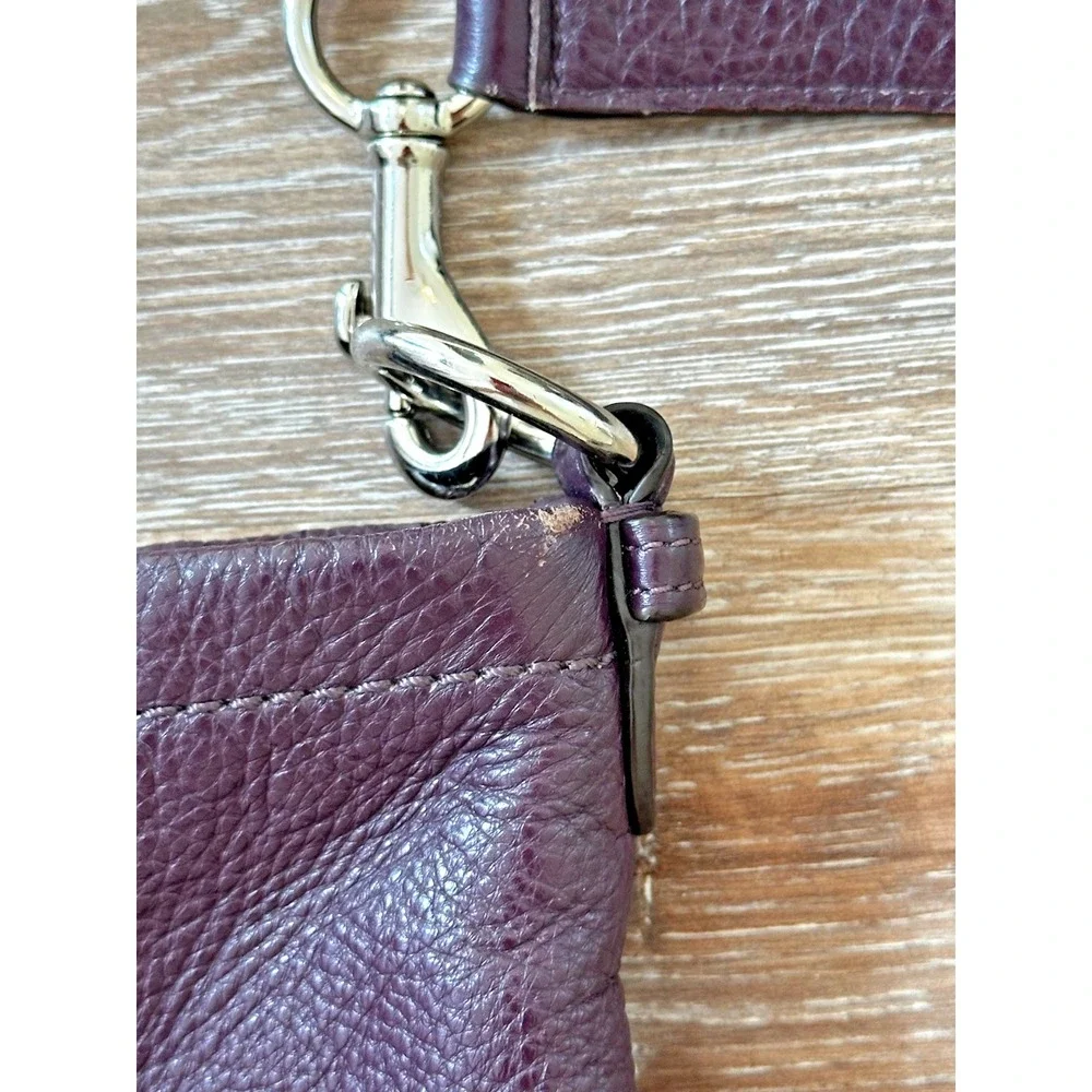 Coach Purse Purple Plum Pebbled Leather Crossbody Hobo Large F31323